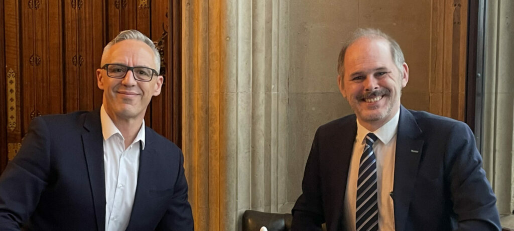 Ged Tyrrell (TBT Group Founder and CEO) and James Grundy (MP for Leigh)